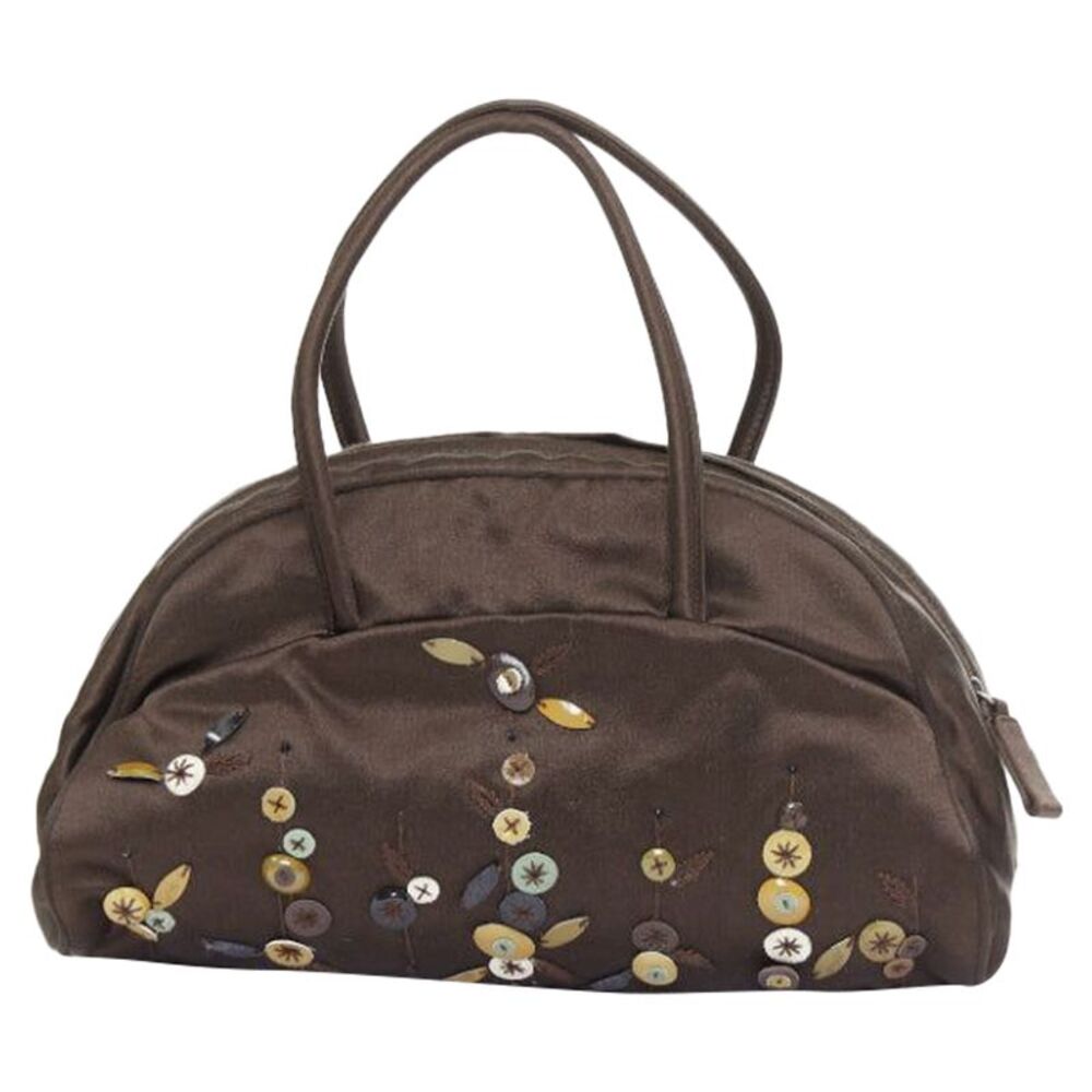 Prada Satin Leather Beads Embroidered Bag